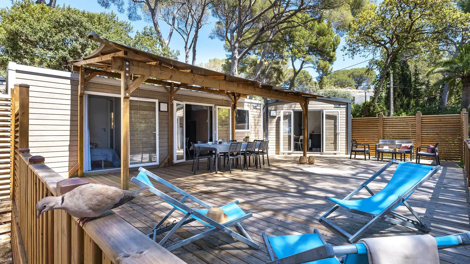 Location de mobil-home de luxe en camping 4 étoiles dans le Sud, Côte d'Azur